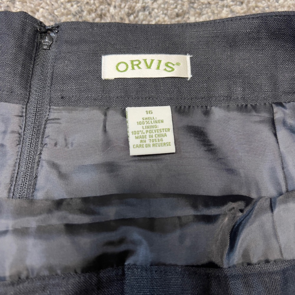 Orvis Black 100% Linen Pleated A-Line Skirt Lined Size 16 Costal Grandma Capsule - Picture 2 of 8